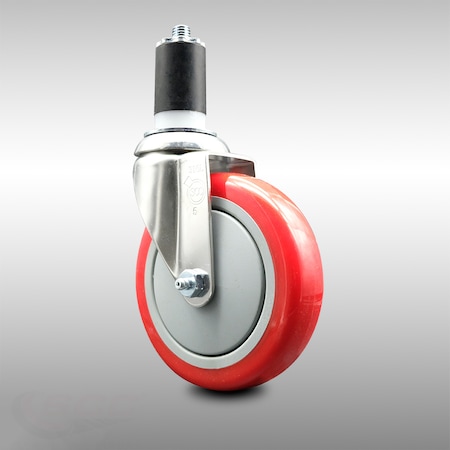 Service Caster 5 Inch 316SS Red Polyurethane Wheel Swivel 1-1/2 Inch Expanding Stem Caster SCC-SS316EX20S514-PPUB-RED-112